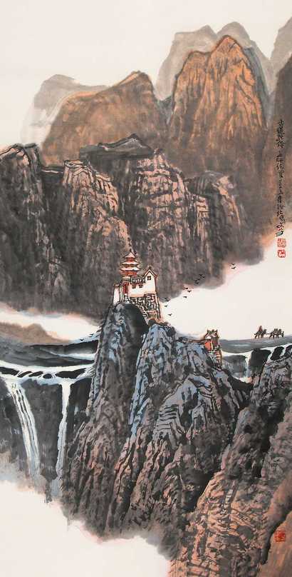 王文芳 古道驼铃 镜心